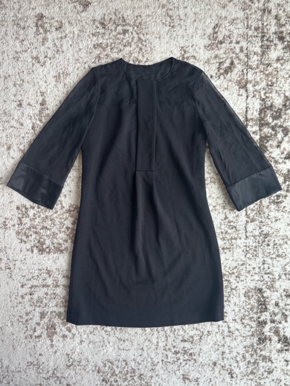 Diane Von Furstenberg Black Wool/Silk Mini Shift Dress